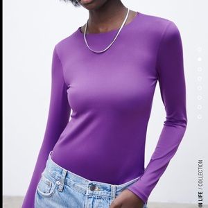 Zara long sleeve purple bodysuit size s, never worn!